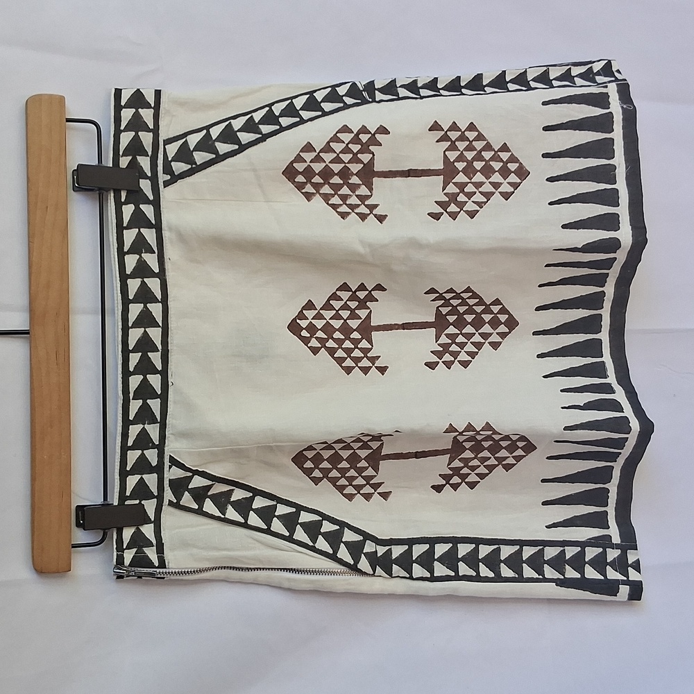 Mo Maya Tara Halter Mini Skirt Linen White Black S / M